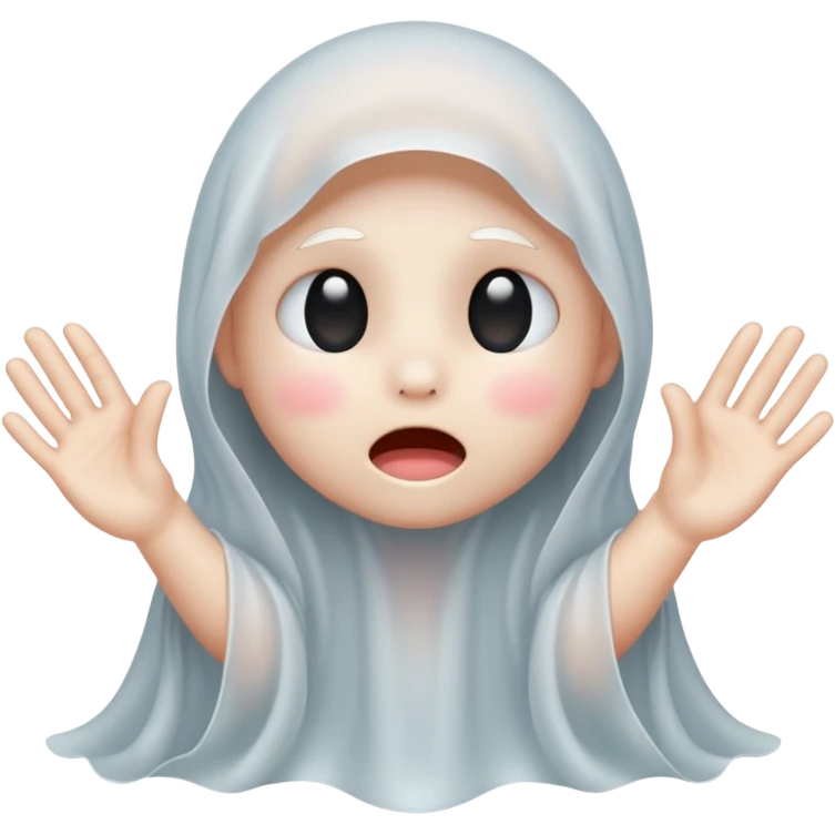 Okay those are wonderful, now make the ghost cover his eyes with cute little hands. Make sure the blush and the cuteness is retained emoji