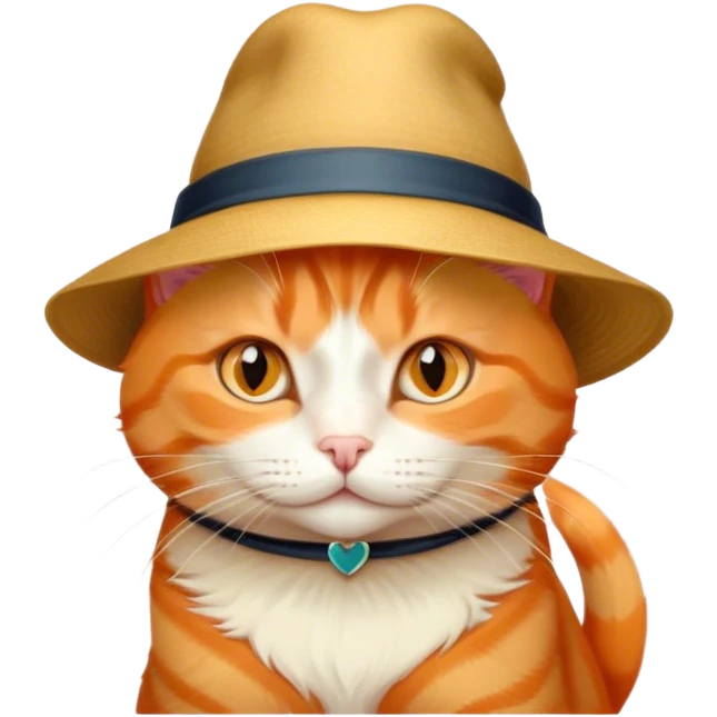elegant orange cat with hat  emoji
