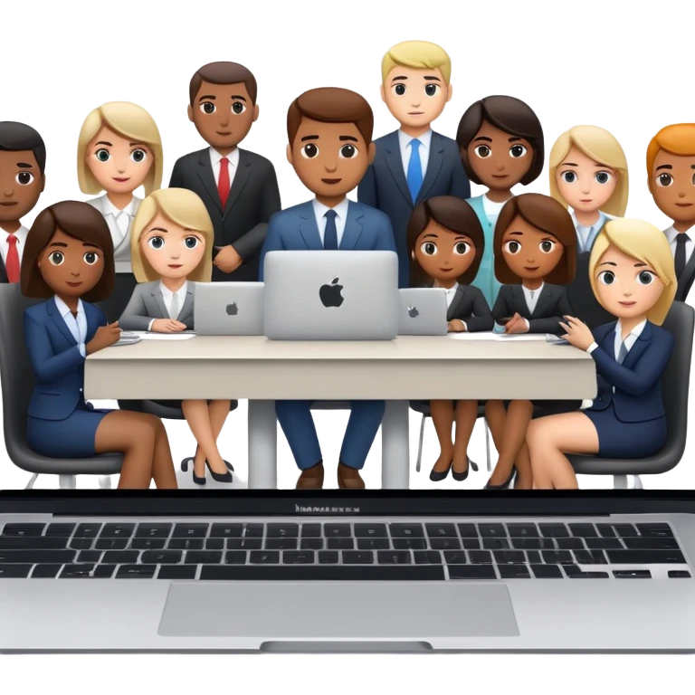 Business meeting online macbook emoji