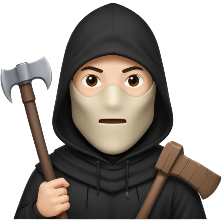 an executioner with a black hood/ sheet on his face so we can't see his face and a big axe in his hand emoji