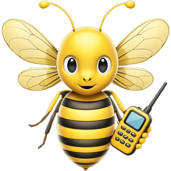 Flying Bee with walkie-talkie talkie emoji