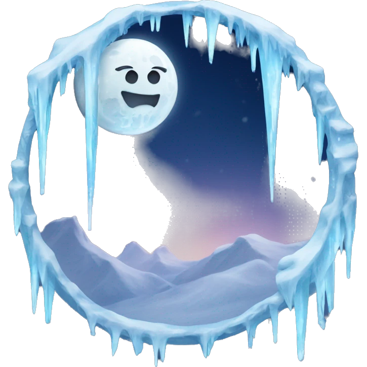 Frozen moon with icicles  emoji