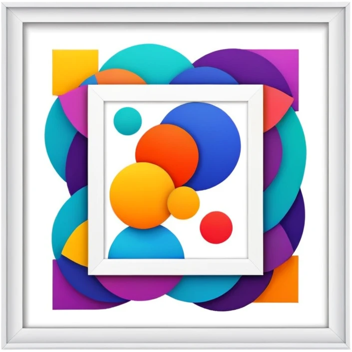 framed digital artwork with abstract vector shapes inside emoji