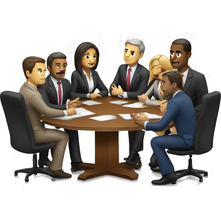 Group of business people sitting around a big table emoji