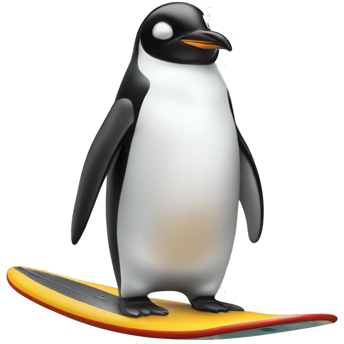 penguin on surfboard emoji