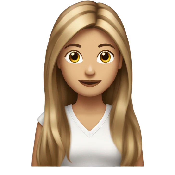 Long brown hair with blonde highlights, white skin with a Yorkshire terrier emoji