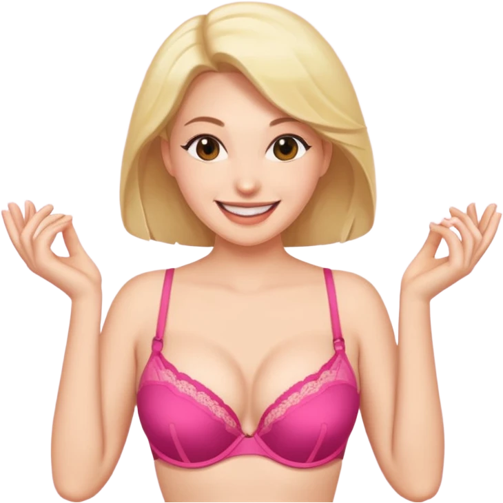 Woman popping off her bra to set her titties free emoji