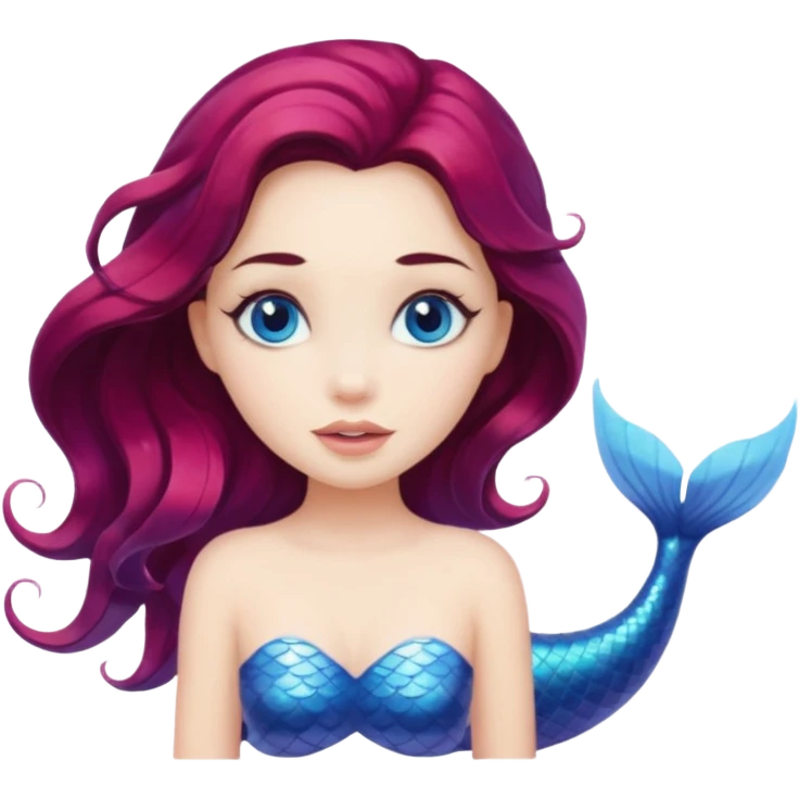 White brunette hair mermaid  emoji