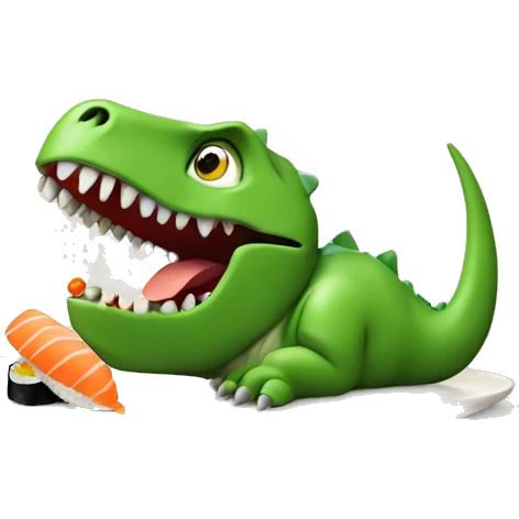 Dinosaur eat sushi emoji