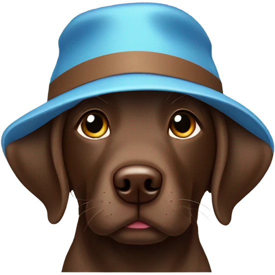 Chocolate lab puppy with hat  emoji