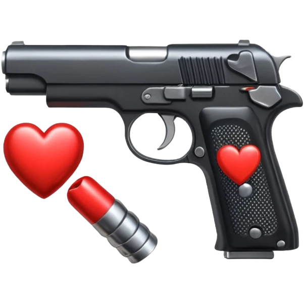 Black hand gun shooting a heart bullets out of it emoji