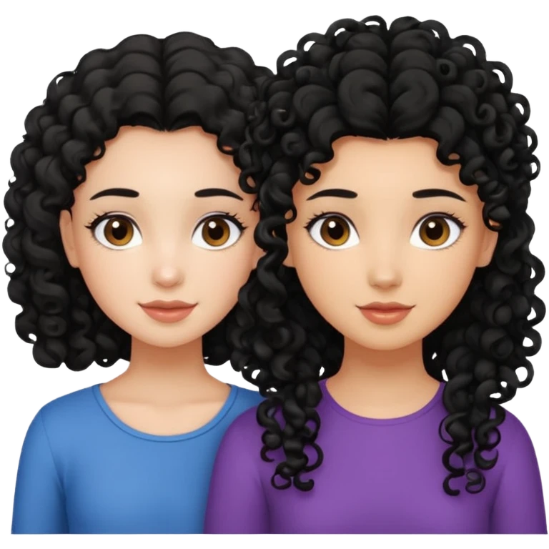 a pretty bratz fair girl with curly black hair with another girl bestfriend. Seconc girl has straight hair and is tan emoji