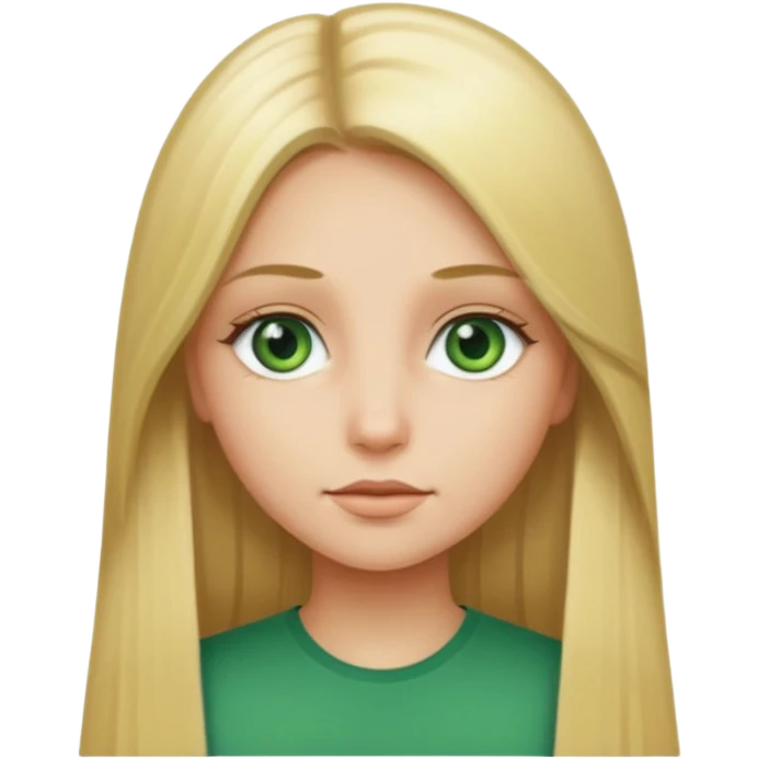 dziewczyna z długimi prostymi blond włosami i zielonymi oczami emoji