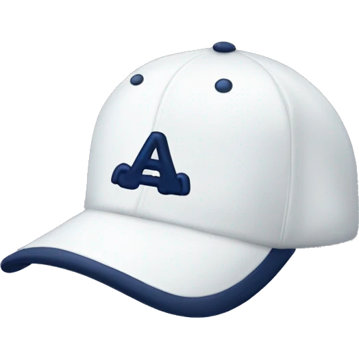 a white baseball hat with a navy blue bow on it emoji