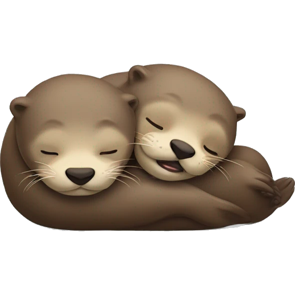 Two otters sleeping together, heart emoji above them emoji