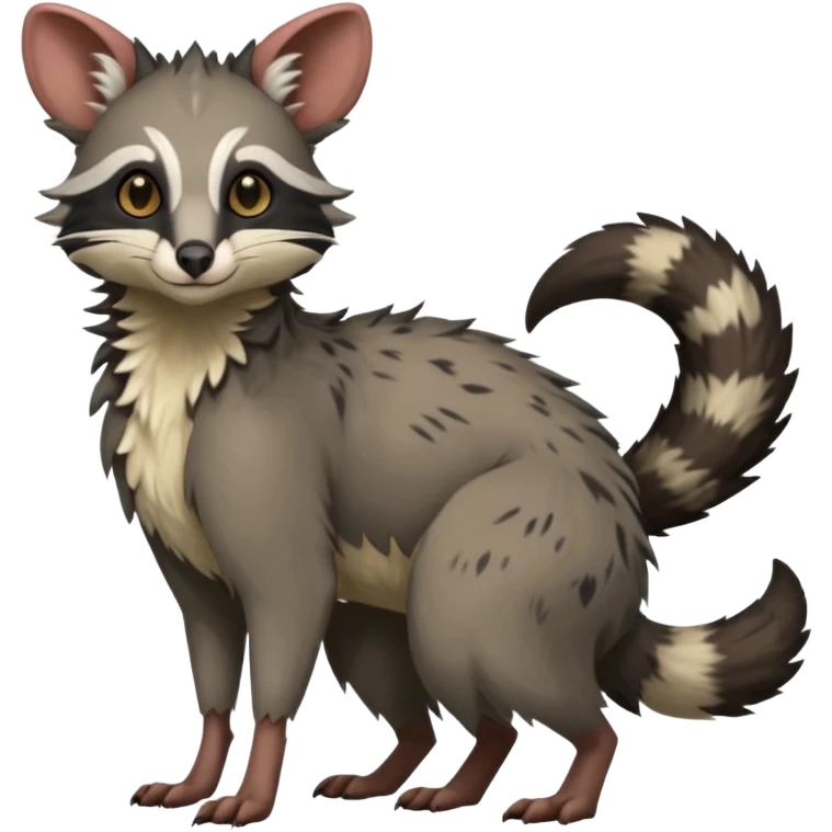 Genet-Marsupial-Possum-Vernid-Sergal-Fakémon-hybrid, by LiLaiRa-griffsnuff, full body emoji