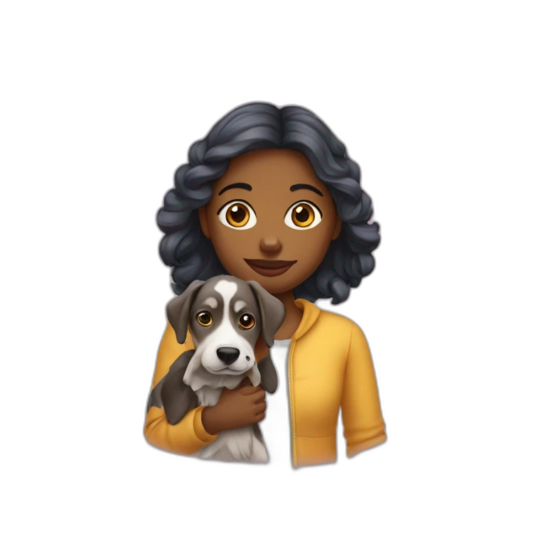 Fille métisse avec un chien  emoji