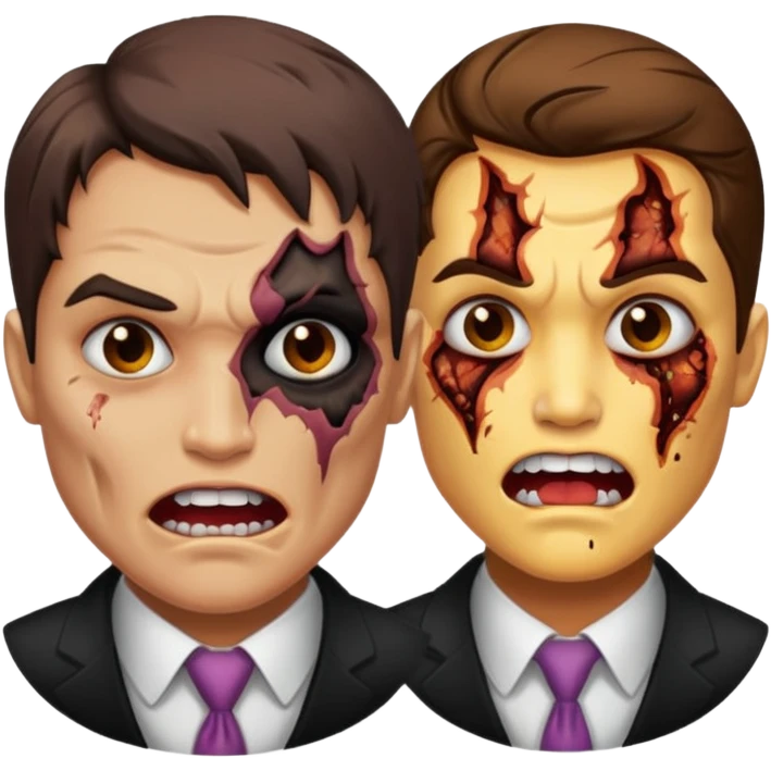 dc two face one half normal face other half burnt emoji
