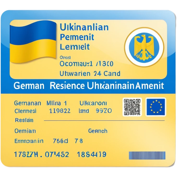 German residence permit card with Ukrainian colors emoji
