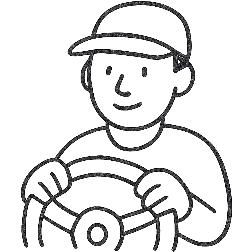 hand-drawn outlined driver icon with sketchy look emoji