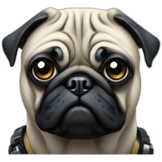 A pug in cyberpunk space emoji