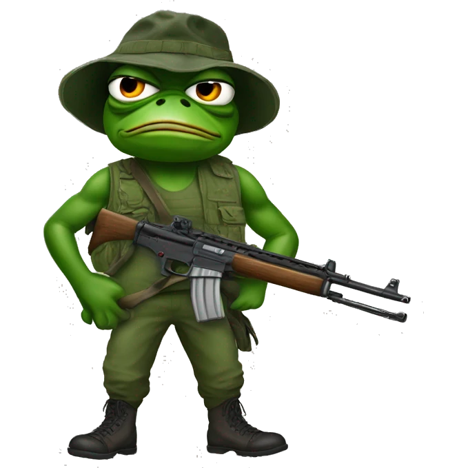 Pepe the Frog as John Rambo, typical meme style emoji