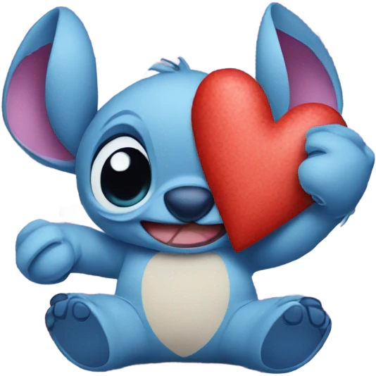 Stitch with love hearts emoji
