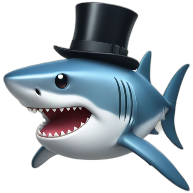 Shark with a top hat emoji