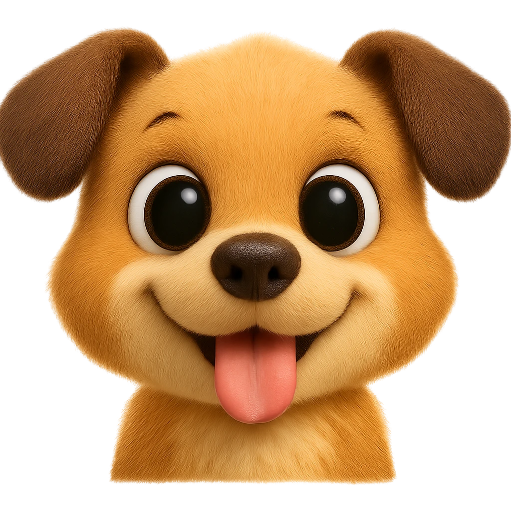 playful dog with big eyes emoji
