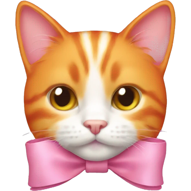 orange cat with pink bow emoji