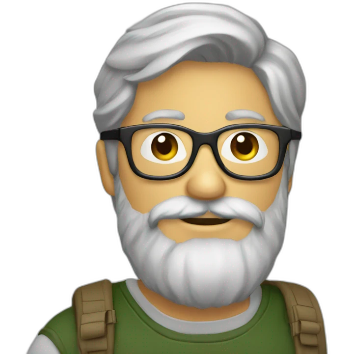 Birding man with beard and glasses emoji