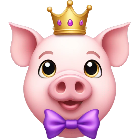 pig with crown and with light purple bow emoji