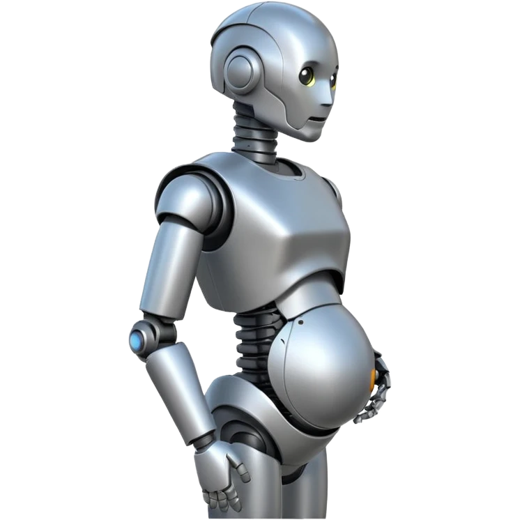 Pregnant male robot. Profile view. Facing left. emoji