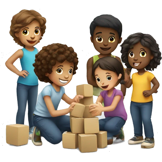 Group of Kids playing with blocks emoji