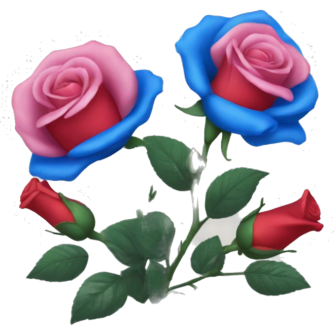 pink, red, and blue roses emoji