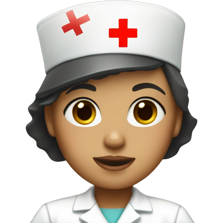 short hair female nurse with red cross sign hat  emoji