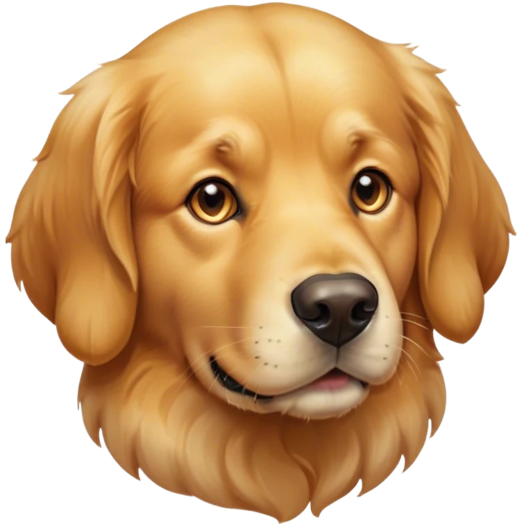 Cinematic Noble Golden Retriever Portrait Emoji, Poised and regal, with a strong, athletic build and a lustrous, well-groomed golden coat, deep-set soulful brown eyes, Simplified yet sharp and sophisticated features, highly detailed, glowing with a soft, dignified glow, high shine, intelligent and friendly, stylized with an air of warmth, focused and attentive, soft glowing outline, capturing the essence of a watchful and confident companion, so majestic it feels as though it could bound out of the screen with effortless authority! emoji