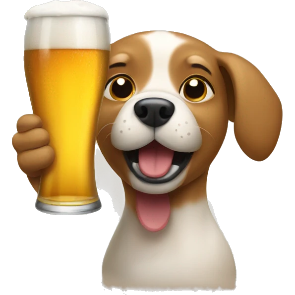 Dog drinking a beer emoji