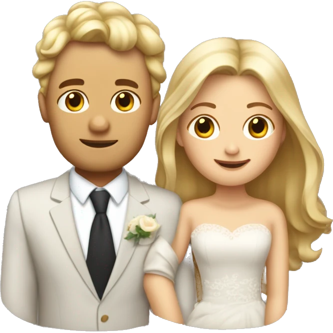 Blonde Frau lange Haare und Mann mit braune Haare und Bart heiraten emoji