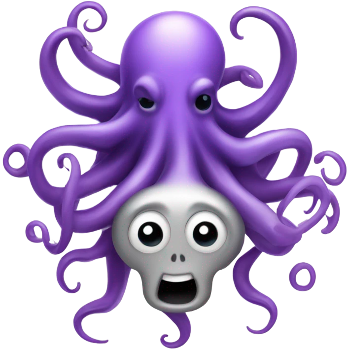 Silver octopus with purple horns emoji