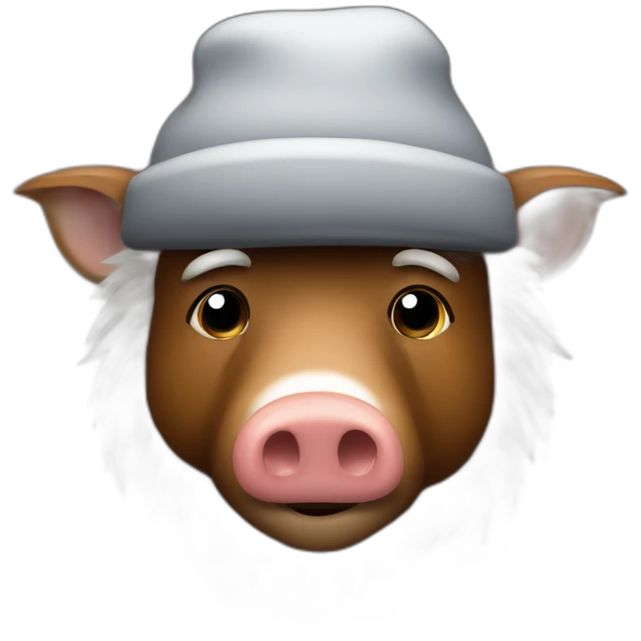 fullface wild tired brown boar in a black jacket and a black winter hat emoji