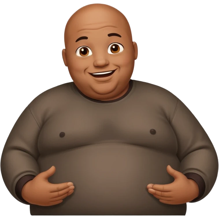 Fat black bald guy shrugging emoji