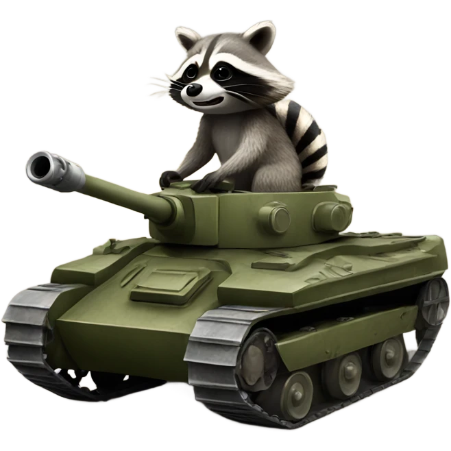 Raccoon riding a tank emoji