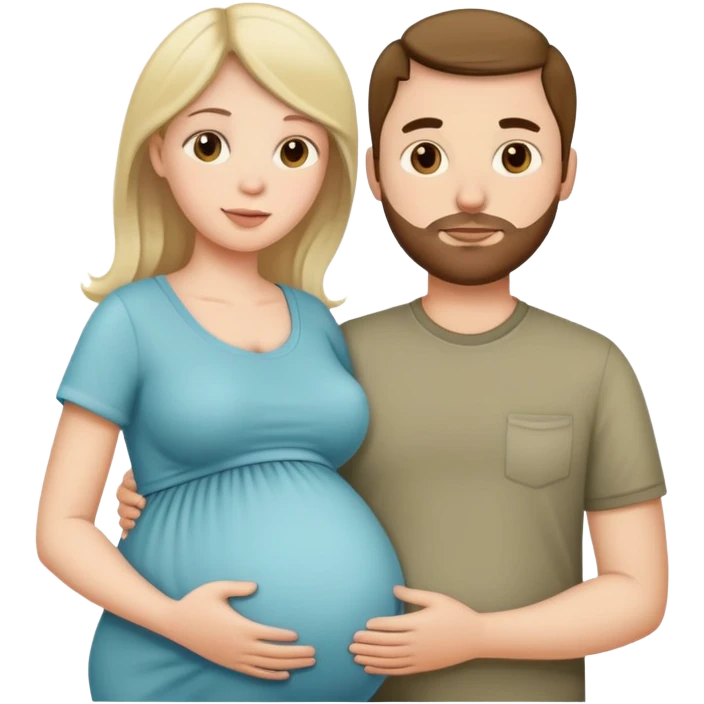 white pregnant woman and her husband emoji