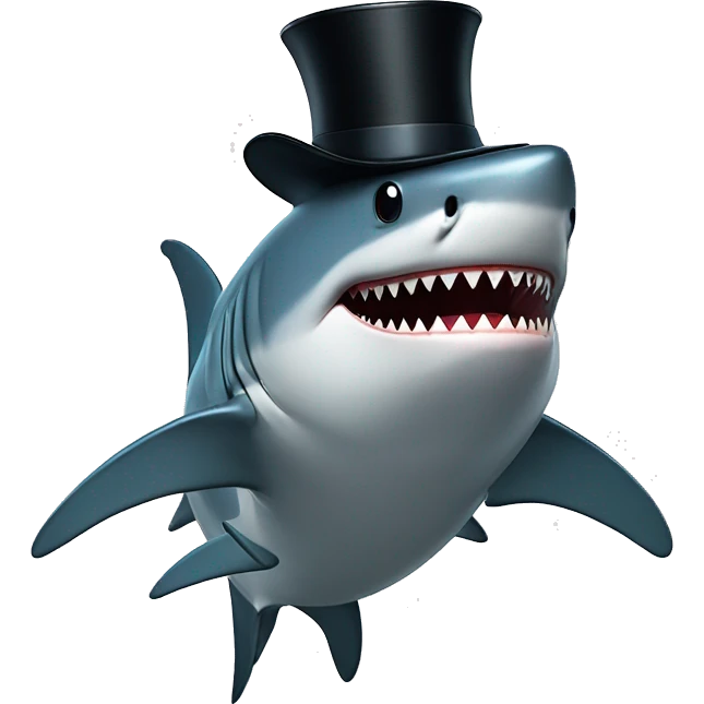 Shark with a top hat emoji