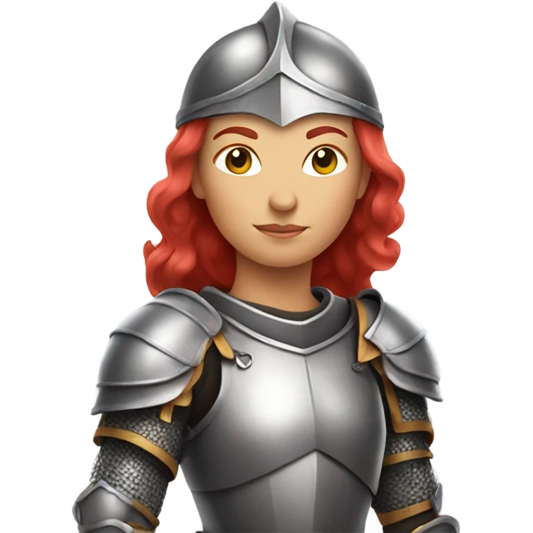 Female knight with pink armor and red hair emoji