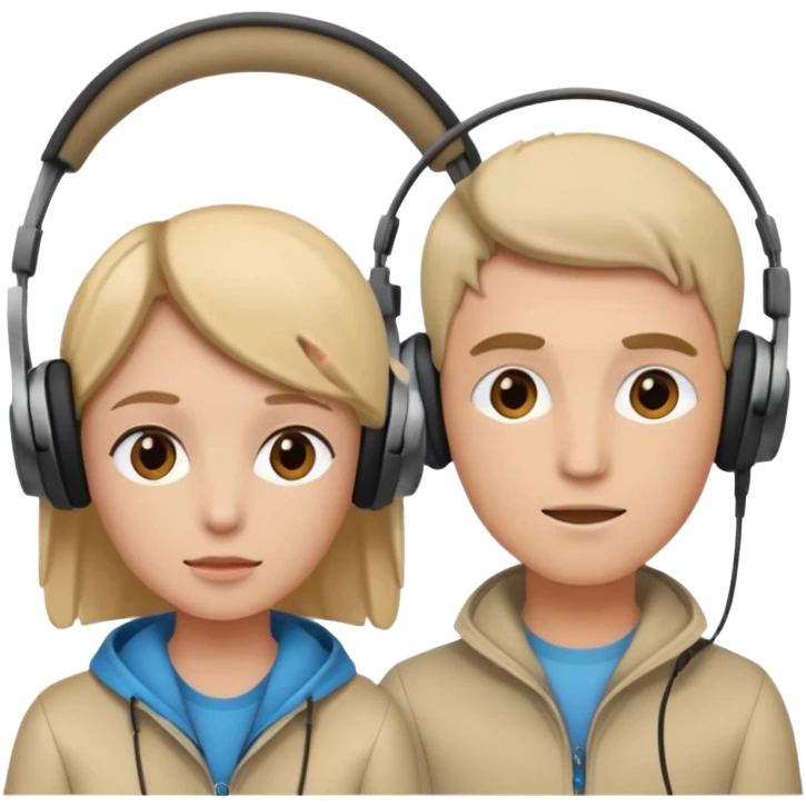 two people listening to a sound emoji