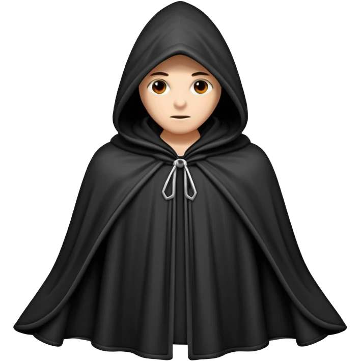 hooded cloak object icon, dark fabric cloak with deep hood, fantasy style, soft folds, 3D cartoon, mobile game icon style, centered, clean background, soft shadow, no text, no watermark
 
 emoji