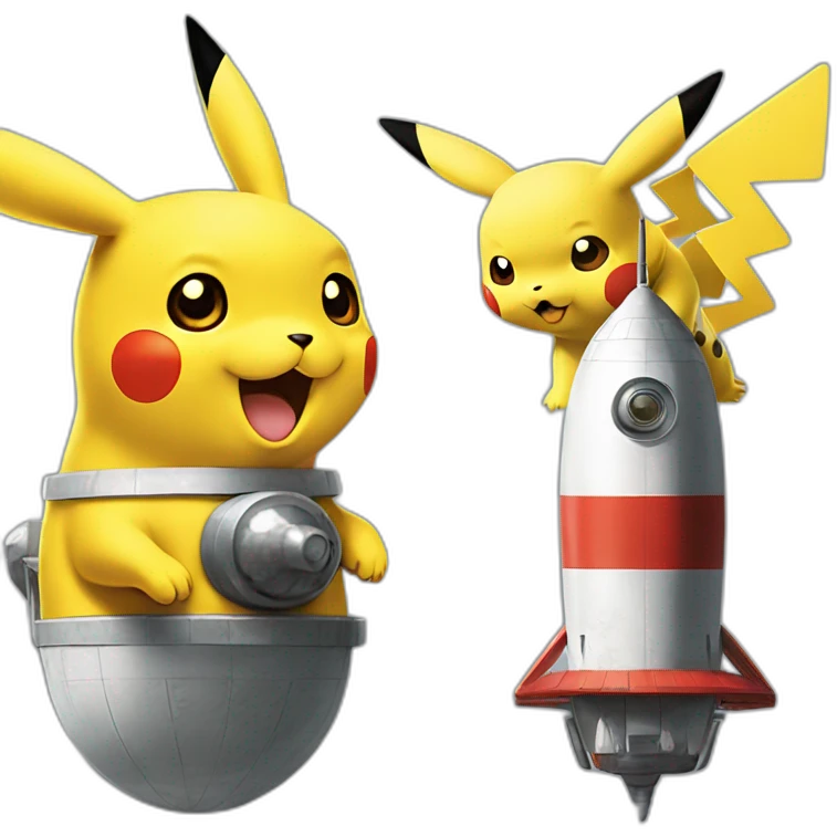 pikachu on a Tintin's rocket emoji