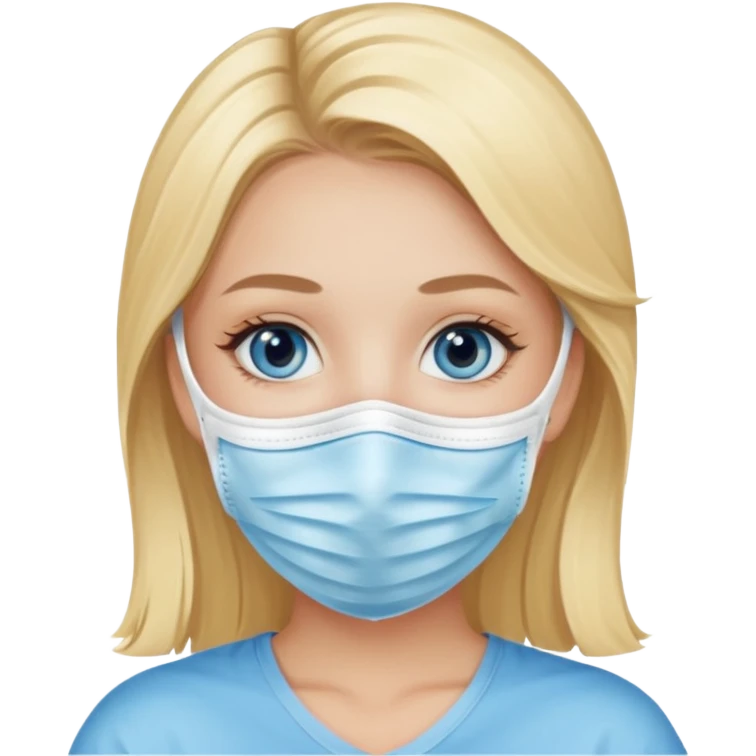 blonde blue eyed girl using a face mask  emoji